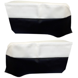 1966-67 REAR ARM REST COVERS, CONV, IMPALA , WHITE/BLACK